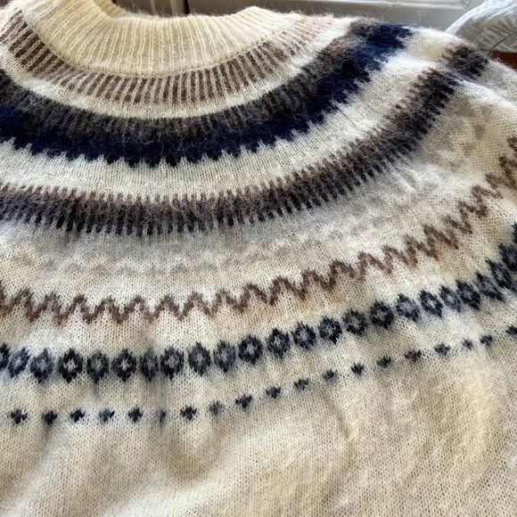 J.Crew Collection Alpaca and Wool Fair Isle Fuzzy Oversized Sweater - L - Picture 9 of 13